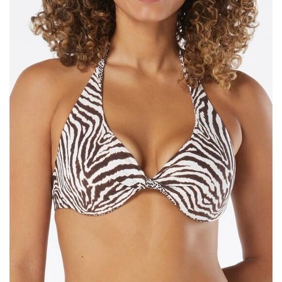 Coco Reef Verso Twist Reversible Underwire Bikini Top 32/34DD Native Zebra NWT - Picture 1 of 8